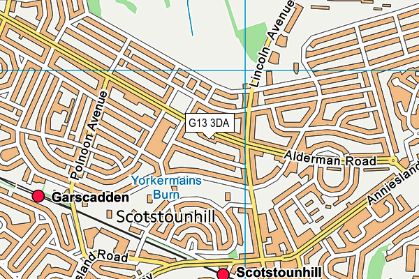 G13 3DA map - OS VectorMap District (Ordnance Survey)