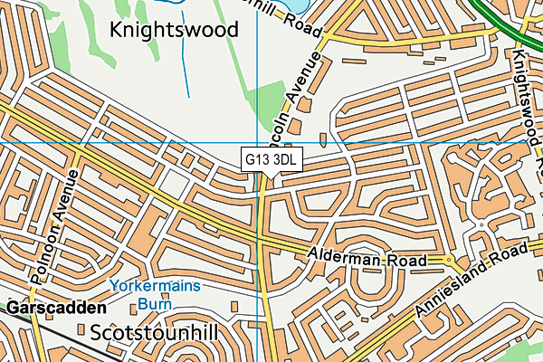 G13 3DL map - OS VectorMap District (Ordnance Survey)