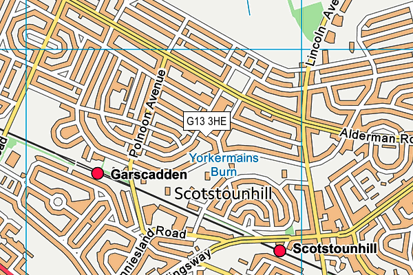 G13 3HE map - OS VectorMap District (Ordnance Survey)