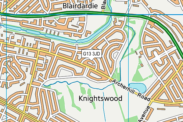 G13 3JD map - OS VectorMap District (Ordnance Survey)