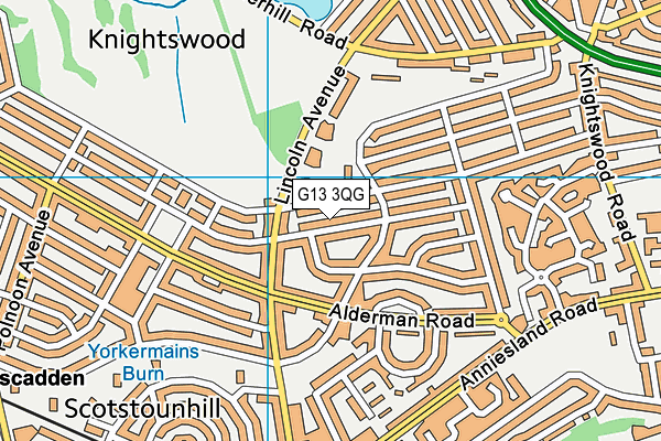 G13 3QG map - OS VectorMap District (Ordnance Survey)