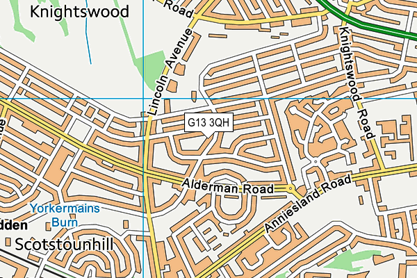 G13 3QH map - OS VectorMap District (Ordnance Survey)