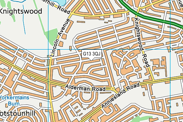 G13 3QJ map - OS VectorMap District (Ordnance Survey)