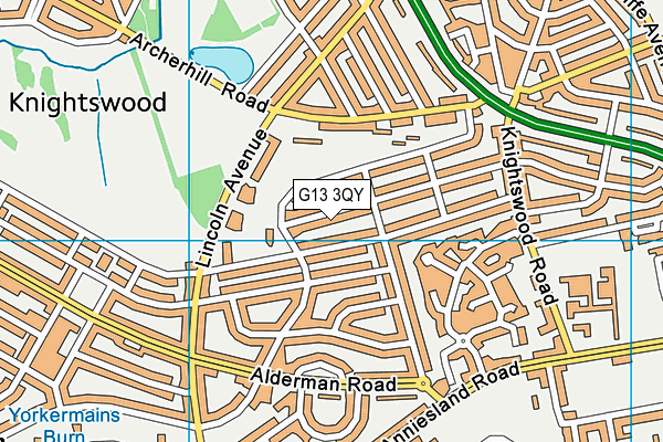 G13 3QY map - OS VectorMap District (Ordnance Survey)