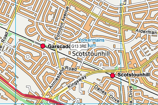 G13 3RE map - OS VectorMap District (Ordnance Survey)