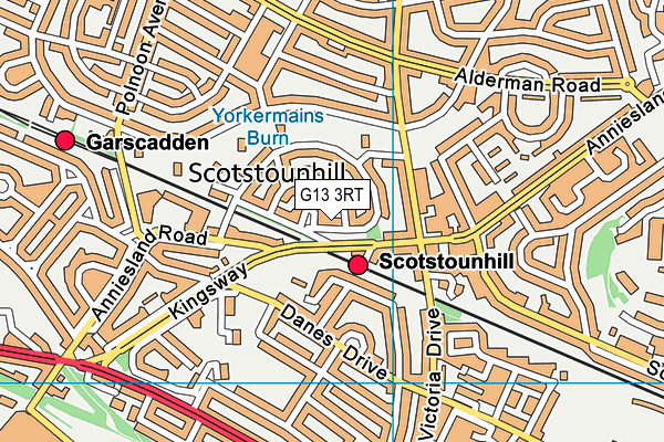 G13 3RT map - OS VectorMap District (Ordnance Survey)