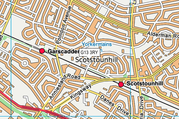 G13 3RY map - OS VectorMap District (Ordnance Survey)