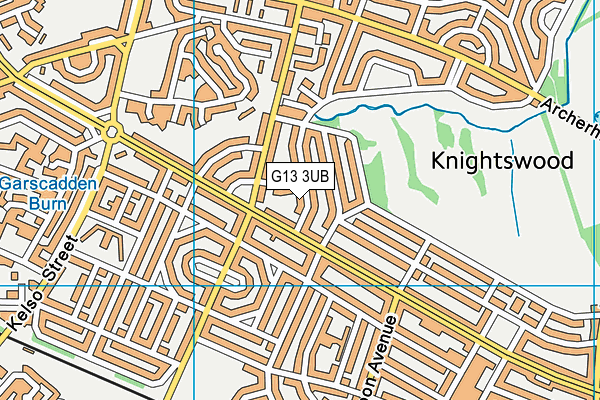 G13 3UB map - OS VectorMap District (Ordnance Survey)