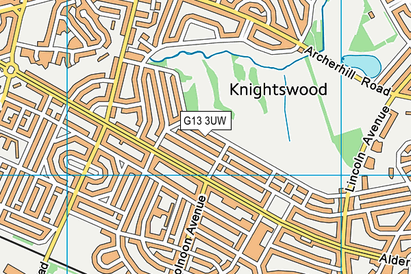 G13 3UW map - OS VectorMap District (Ordnance Survey)
