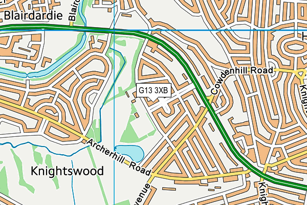 G13 3XB map - OS VectorMap District (Ordnance Survey)
