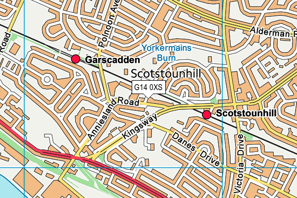 G14 0XS map - OS VectorMap District (Ordnance Survey)