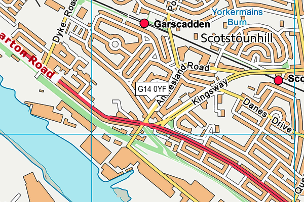 G14 0YF map - OS VectorMap District (Ordnance Survey)