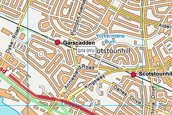 G14 0YU map - OS VectorMap District (Ordnance Survey)