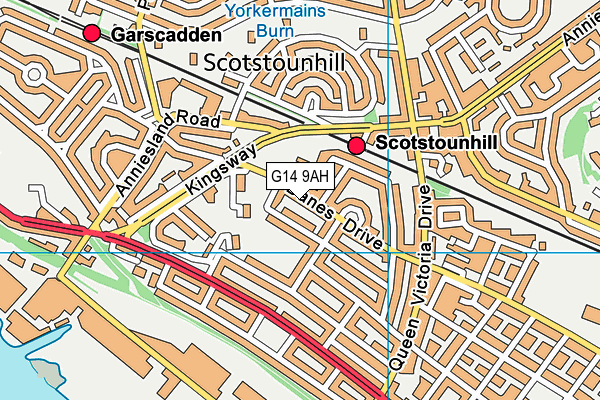 G14 9AH map - OS VectorMap District (Ordnance Survey)