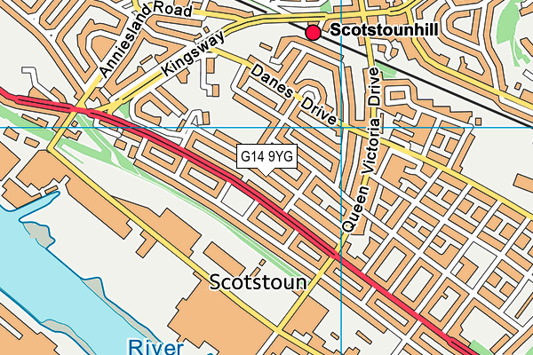 G14 9YG map - OS VectorMap District (Ordnance Survey)