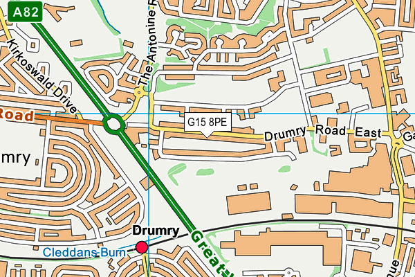 G15 8PE map - OS VectorMap District (Ordnance Survey)