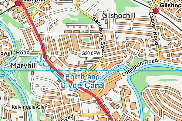 G20 0PW map - OS VectorMap District (Ordnance Survey)