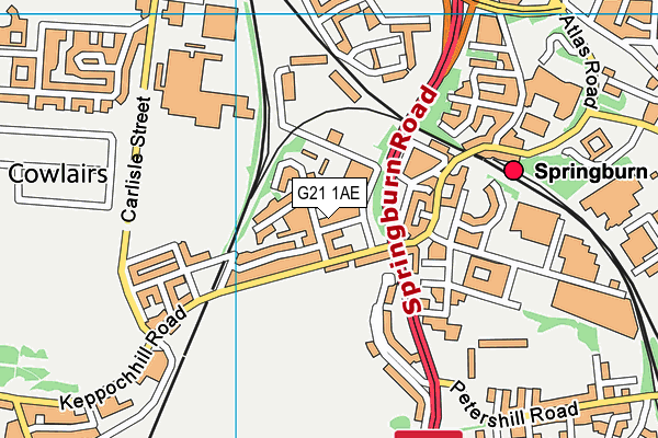 G21 1AE map - OS VectorMap District (Ordnance Survey)