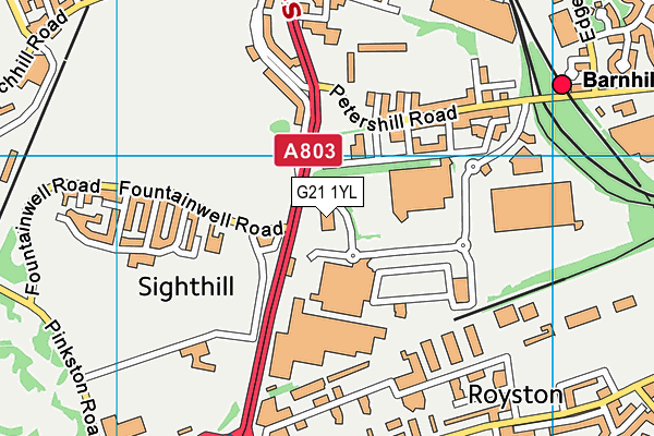 G21 1YL map - OS VectorMap District (Ordnance Survey)