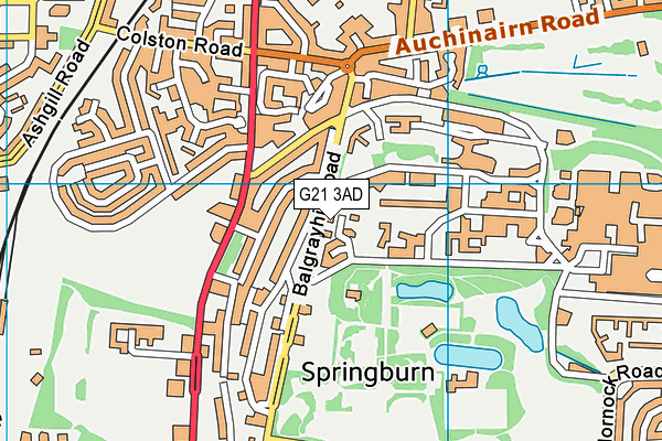 G21 3AD map - OS VectorMap District (Ordnance Survey)