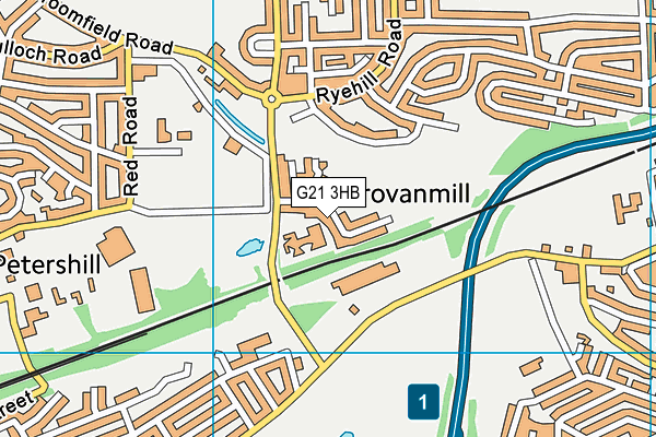 G21 3HB map - OS VectorMap District (Ordnance Survey)