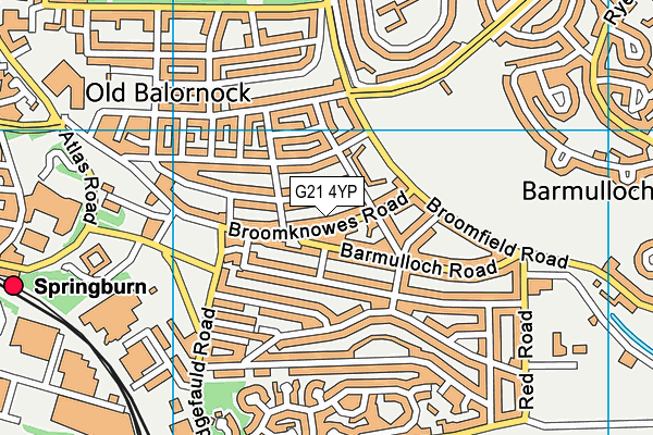 G21 4YP map - OS VectorMap District (Ordnance Survey)