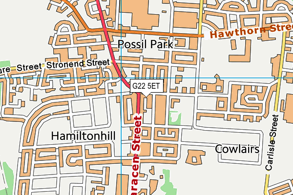 G22 5ET map - OS VectorMap District (Ordnance Survey)