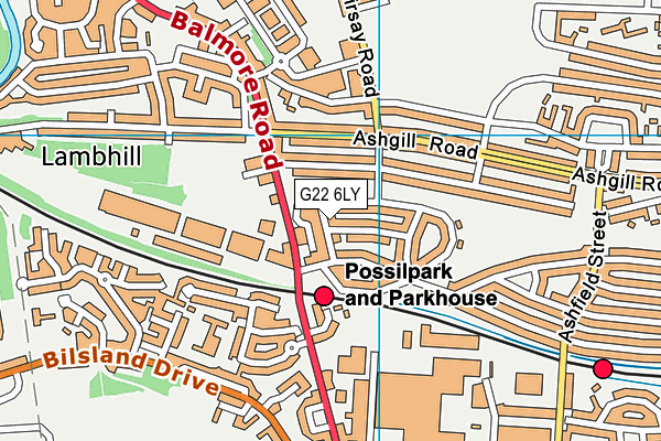 G22 6LY map - OS VectorMap District (Ordnance Survey)