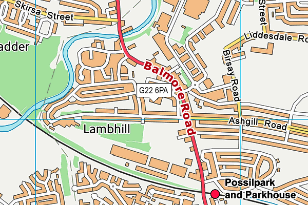 G22 6PA map - OS VectorMap District (Ordnance Survey)