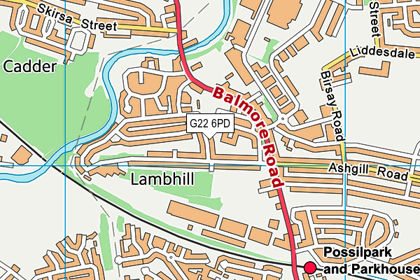 G22 6PD map - OS VectorMap District (Ordnance Survey)