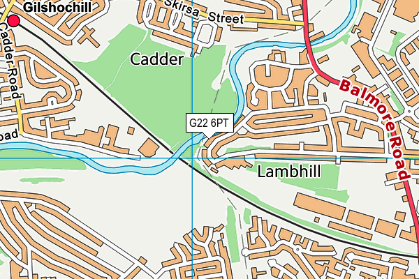 G22 6PT map - OS VectorMap District (Ordnance Survey)