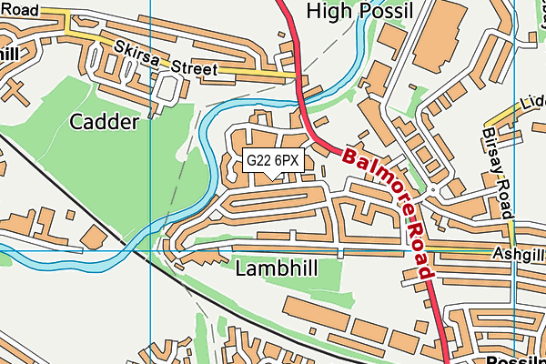 G22 6PX map - OS VectorMap District (Ordnance Survey)
