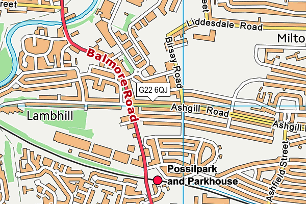 G22 6QJ map - OS VectorMap District (Ordnance Survey)