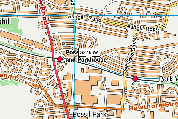 G22 6SW map - OS VectorMap District (Ordnance Survey)