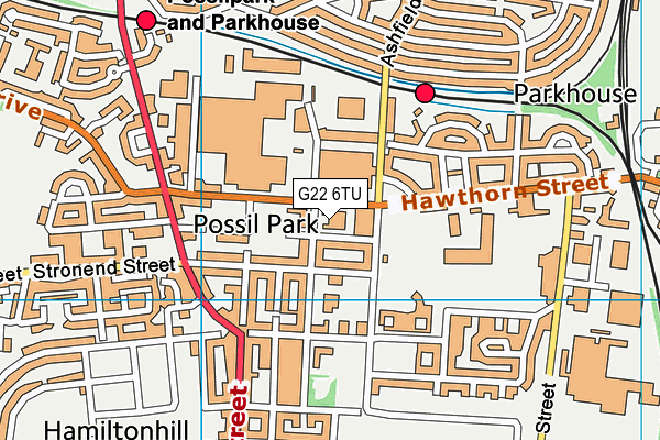 G22 6TU map - OS VectorMap District (Ordnance Survey)