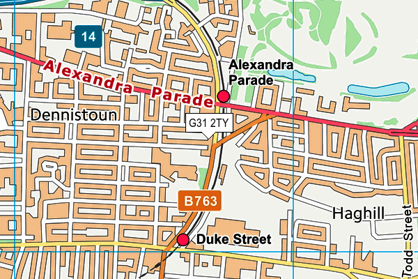 G31 2TY map - OS VectorMap District (Ordnance Survey)