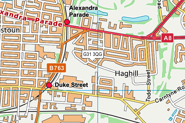 G31 3QG map - OS VectorMap District (Ordnance Survey)