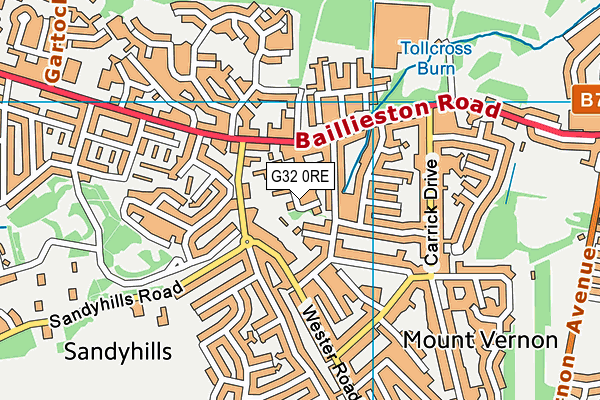 G32 0RE map - OS VectorMap District (Ordnance Survey)
