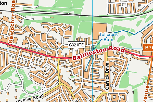 G32 0TE map - OS VectorMap District (Ordnance Survey)