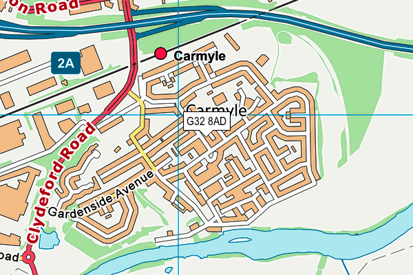 G32 8AD map - OS VectorMap District (Ordnance Survey)