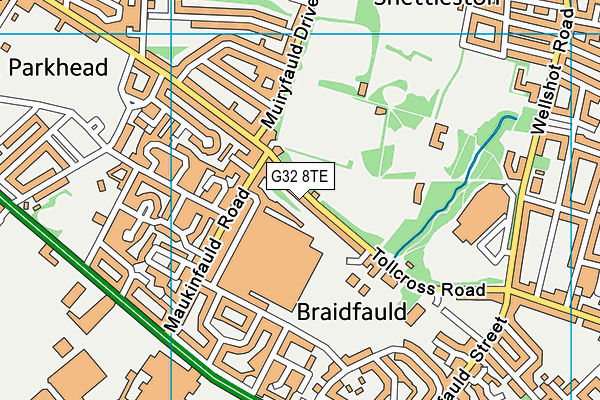 G32 8TE map - OS VectorMap District (Ordnance Survey)