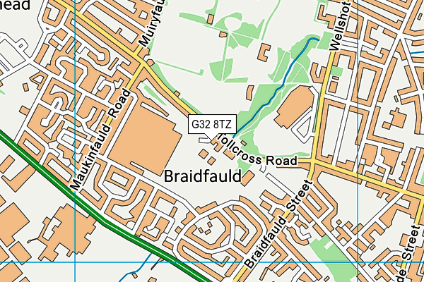 G32 8TZ map - OS VectorMap District (Ordnance Survey)