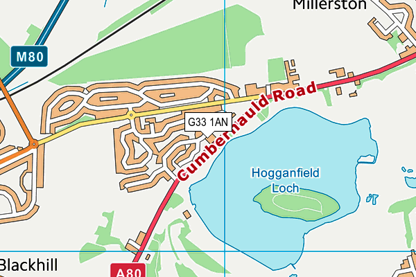 G33 1AN map - OS VectorMap District (Ordnance Survey)