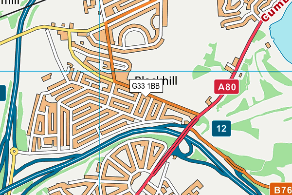 G33 1BB map - OS VectorMap District (Ordnance Survey)