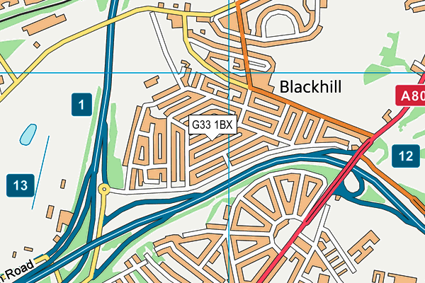 G33 1BX map - OS VectorMap District (Ordnance Survey)