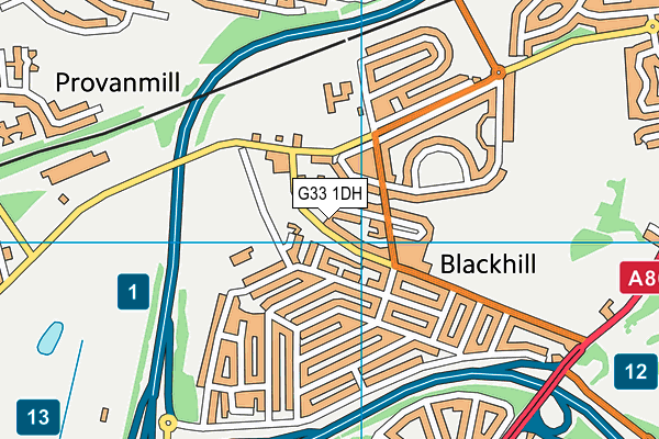 G33 1DH map - OS VectorMap District (Ordnance Survey)