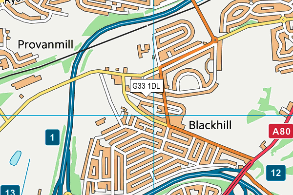 G33 1DL map - OS VectorMap District (Ordnance Survey)