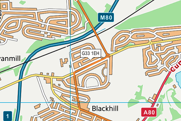 G33 1EH map - OS VectorMap District (Ordnance Survey)