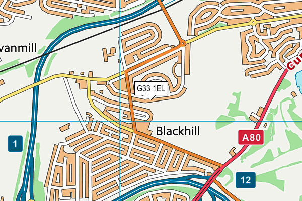 G33 1EL map - OS VectorMap District (Ordnance Survey)