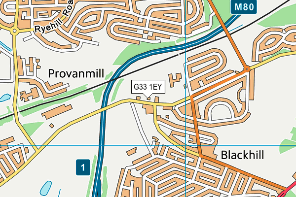 G33 1EY map - OS VectorMap District (Ordnance Survey)